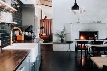 öppen spis på Villa Djuröhäll